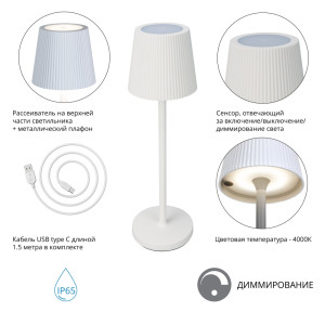 Уличная настольная лампа Fuyue A1616LT-1WH